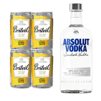 4 Aguas Tónica Britvic Lata 150ml + Vodka Absolut 700ml