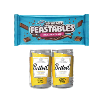 2 Aguas Tónica Britvic Lata 150ml + Chocolate Mr Beast Feastables Milk Chocolate X 60 Gr