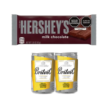 2 Aguas Tónica Britvic Lata 150ml + Chocolate Hershey´S Tableta X 43 Gr