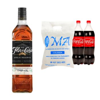 Select&Go | 1 Ron Flor de Caña 5 años 750ml + 2 Gaseosas Coca Cola 1.5L + 1 Hielo COLDGEM 3.0Kg.